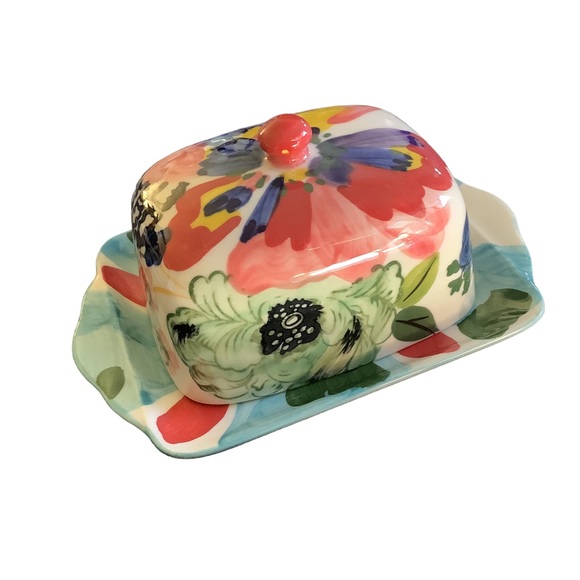 Anthropologie Dining Anthropologie Amaryllis Floral Butter Dish And